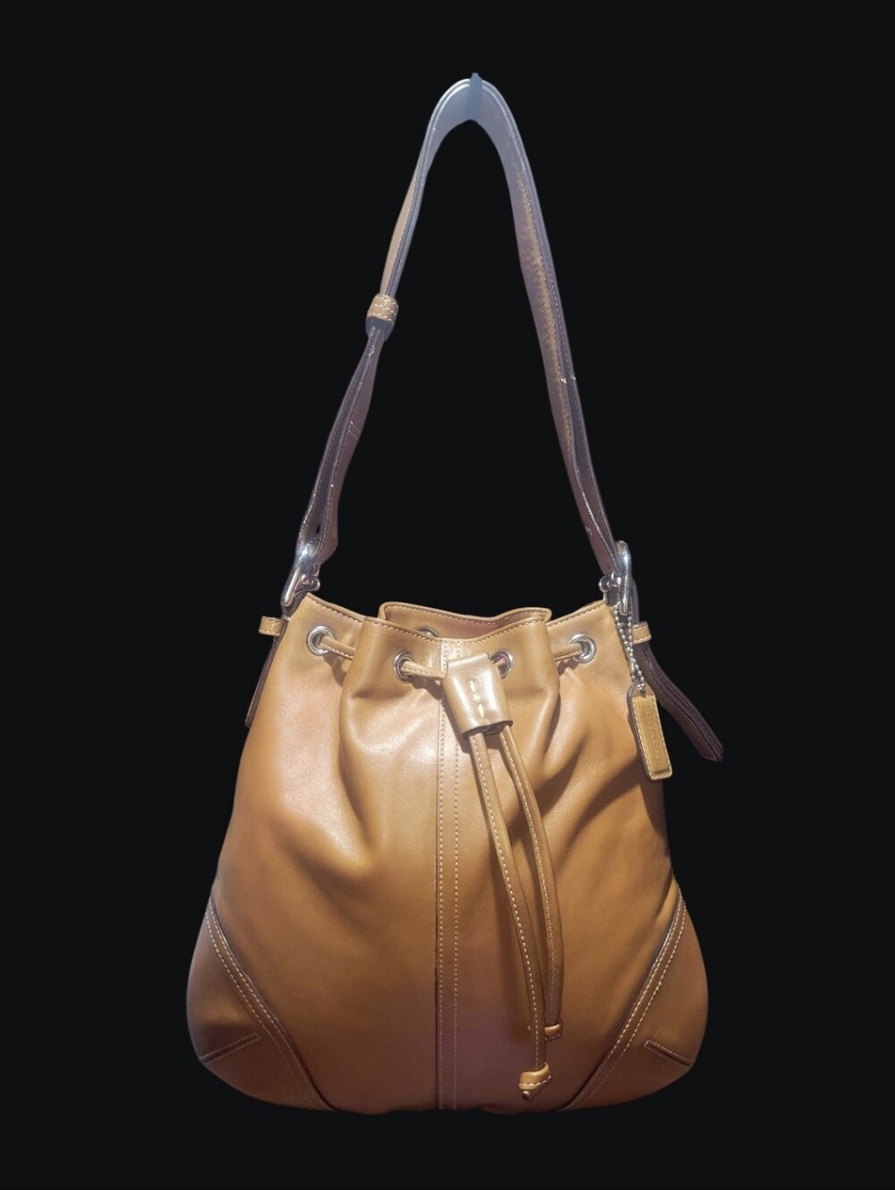 Vintage Y2K 2004 Coach Soho Leather Drawstring Bucket Bag – Tan/Camel #4288